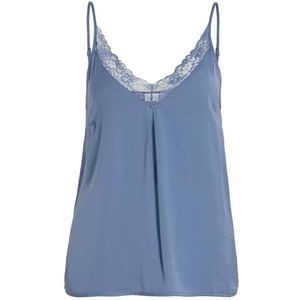 Vila Dames Vicava V-hals Lace Singlet-Noos Top, Coronet Blue, 38