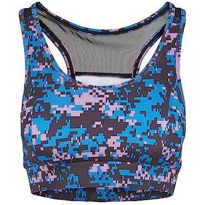 Urban Classics Sportbeha voor dames, Tech Mesh Bra, sportieve top voor vrouwen met mesh-inzetstuk op de rug, maten XS - 5XL, Digitale Duskviolet Camo, S