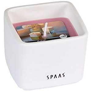 SPAAS Geurloze kaars in wit porseleinen cube, ± 18 uur - oudroze
