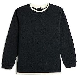 Koton Boys Basic Sweatshirt Crew Neck Long Sleeve Soft Touch Ribbed, marineblauw (720), 7-8 Jahre