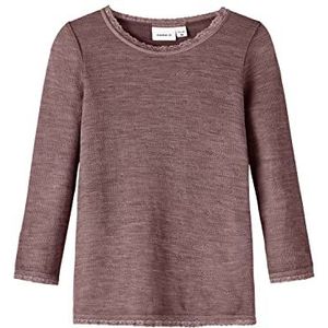Bestseller A/S Meisjes NMFWANG Wool NE.LS TOP SOLID NOOS XXIII T-shirts, Peppercorn, 110, Peppercorn, 110 cm