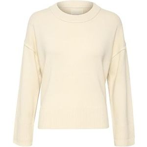 Part Two Damestrui, ronde hals, casual, lange mouwen, gebreide randen, wit cap grijs, M