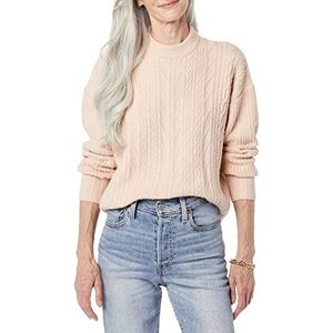 Amazon Essentials Dames Soft-Touch Moderne Kabel Crewneck Sweater (Verkrijgbaar in Grote Maat), Blush, XL