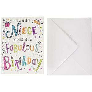 Piccadilly Greetings Moderne verjaardagskaart nichtje - 8 x 6 inch - Regal Publishing, roze|goud|groen|zwart|wit