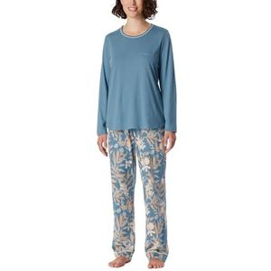 Schiesser Damespyjama set lang katoen Modal-Nightwear pyjamaset, blauwgrijs_181237, 50, blauwgrijs_181237, 50