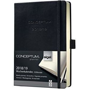 SIGEL C1902 weekkalender 2018/2019, 18 maanden, ca. A6, zwarte hardcover, Conceptum - andere modellen