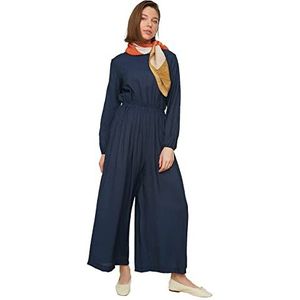 Trendyol Vrouwen taille elastische casual gesneden cutuele jumpsuit, Indigo, 64