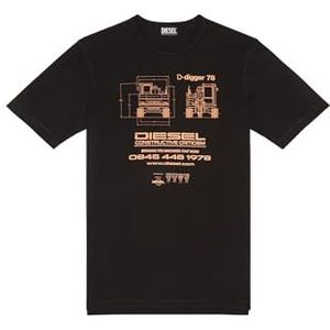 Diesel T-shirt voor heren, zwart (0cjac-900-0cjac), S