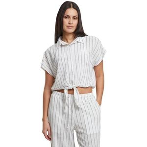 Urban Classics - Gestructureerde Gestreepte Blouse - Offwhite/Black - Dames
