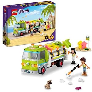LEGO Friends Recycle vrachtwagen Speelgoed Set met Vuilniswagen, Afvalcontainers en Poppetjes, Educatief Cadeau voor Kinderen vanaf 6 Jaar, Jongens en Meisjes 41712
