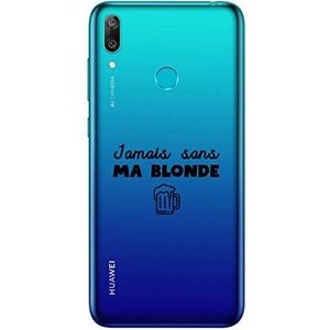 Zokko Beschermhoes voor Huawei Y7 2019 Jamais zonder Mijn Blonde – zacht transparant inkt zwart