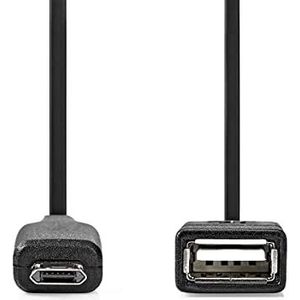 NEDIS CCGB60515BK02 USB-adapter | USB 2.0 | USB Micro-B stekker | USB-A aansluiting | 480 Mbps | 0,20 m | Rond | Vernikkeld | PVC | Zwart | Box
