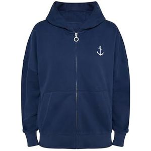 NOWLES Oversized jas met capuchon voor dames, marineblauw, S