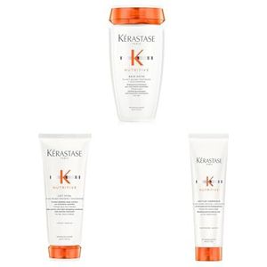 Kérastase, Ultra-voedende routine voor droog haar, Set met Shampoo, Conditioner en Leave-In Styling Milk, Zeer voedend & versterkend, Niacinamide & Plantaardige eiwitten, Voor droog haar, Nutritive