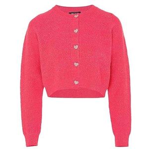 Aleva Elegante gebreide trui voor dames, enkele rij, kort gesneden gebreide jas, roze, maat XL/XXL, roze, XL