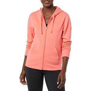 Amazon Essentials Women's Fleecetrui van Franse badstof met volledige ritssluiting (verkrijgbaar in grote maten), Koraalroze, XL