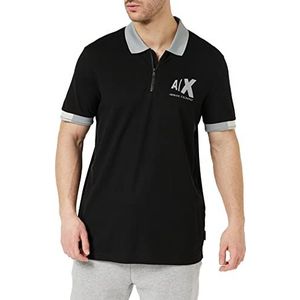 Armani Exchange Sustainable, Slim Fit, Side Distorted Logo Polo Sweater, Zwart, Extra Small, zwart, XS