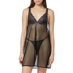 Emporio Armani Dames Baby Doll + String Christmas Lace Babydoll Lingerie, zwart, S