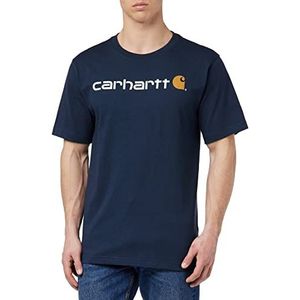Carhartt Relaxed Fit Heavyweight T-shirt met korte mouwen en logo heren T-Shirt T-shirt, navy, S