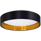 EGLO LED-plafondlamp Maserlo 2, textiel-plafondarmatuur, lamp plafond van stof in goud en zwart, wit kunststof, woonkamerlamp, vloerlamp, warm wit, Ø 38 cm