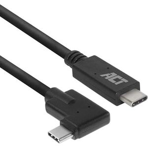 ACT USB C kabel 1m Haaks, 90 Graden Kabel USB 3.0, PD 60W USB C Snellaadkabel, 5Gbps Datasnelheid - AC7406