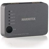 HDMI Splitter 4K - Marmitek Split 312 UHD - 1 in / 2 UIT - 4K60 - Ultra HD - 3840 x 2160 / 60Hz - HDCP 2.2 - Sluit één Bron Aan Op Twee Schermen - EDID Schakelaar - Bepaal Zelf De Resolutie, antraciet