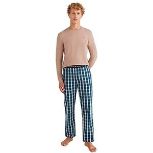Tommy Hilfiger Heren Cn Ls broek geweven set print pyjama, Havermelk/Royal Plaid, L