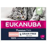 EUKANUBA Graanvrij* premium senior kattenvoer met lamvleesvlees - natvoer voor oudere katten van 7 jaar, 12 x 85 g