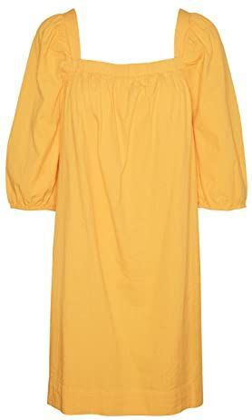 Cocktailjurk - Effen - Katoen - Driekwart Mouw - Losse Pasvorm