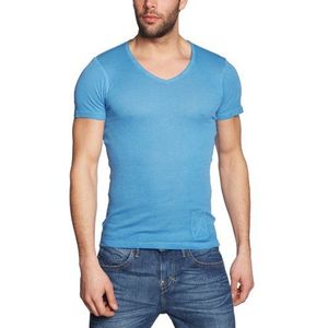 Herrlicher Heren T-shirt 1336 R4220 Burton 1x1 Rib, blauw (Nil 52), M