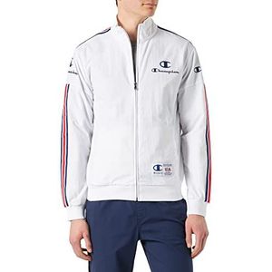Champion Legacy Division 1 Cinckle nylon sweatshirt met volledige ritssluiting, wit, L voor heren