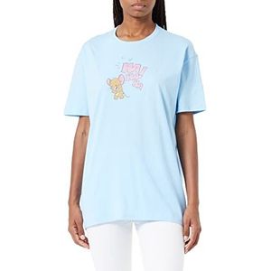 ERT GROUP Origineel en officieel gelicenseerd door Tom and Jerry helderblauw T-Shirt oversize voor dames, patroon Tom and Jerry 022, dubbelzijdige overdruk, maat S