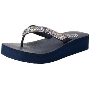 Skechers Cali Vinyasa wilde madeliefjes voor dames, marine mitobuck/multi edelsteen trim, 6 UK, Marineblauw Mitobuck Multi Gem Stone Trim, 39 EU