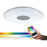 EGLO Connect Lanciano-C, LED-plafondlamp, 1 lamp, wandlamp met kristal-effect, staal, kunststof, wit, reservenir, chroom, afstandsbediening, kleurtemperatuur (warm-koud), RGB, dimbaar, Ø 56 cm