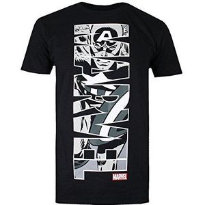 Marvel Captain America Vertical T-shirt voor heren, Zwart, S