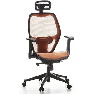 hjh OFFICE 653080 Professionele bureaustoel AIR-Port net oranje draaistoel met lendensteun, armleuningen inklapbaar en verstelbaar