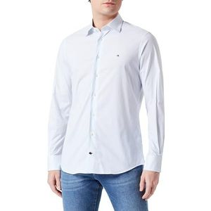Tommy Hilfiger Mannen Cl Stretch Micro Print Rf Shirt Jurk Shirts, Blauw, 38W, Optisch wit/lichtblauw, 36 NL