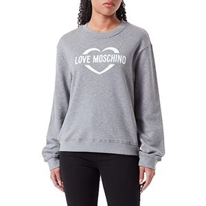 Love Moschino Dames Regular Fit Ronde hals Long-Sleeved with Heart Holografische print Sweatshirt, Medium Melange Grijs, 40