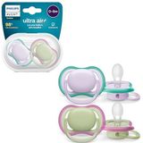 Philips Avent Ultra Air Pacifiers, Light Breathable Pacifiers for Babies Aged 0-6 Months, BPA Free, with Sterilizer Carry Case, 2 Pack, Model SCF085/24