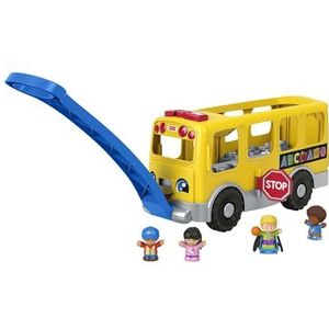 Little People Fisher-Price schoolbus, groot, sleepspeelgoed met 4 figuren, baby's vanaf 1 jaar, Spaanse versie (GTL68)