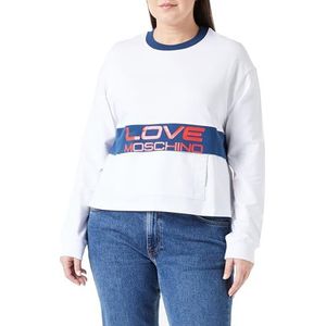 Love Moschino Women's Flared fit Long-Sleeved Sweatshirt, White Blue, 44, witblauw., 44