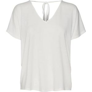 VERO MODA Dames Vmmarijune Ss Deep V-hals Top JRS T-shirt, wit (snow white), L