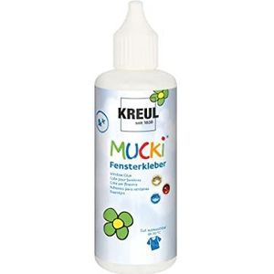 KREUL 42801 - Mucki raamlijm, flesje 80 ml, oplosmiddelvrij, reukloos, afwasbaar, geschikt voor het plakken van decoraties en handwerk op ramen.