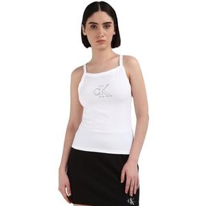 Calvin Klein Jeans Geschetste tanktop met boothals voor dames, Helder Wit, L
