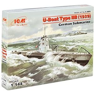 ICM ICMS009 S.009 U-Boat Type IIB, 1939 1:144-U-boot, Duitse onderzeeër, zwart