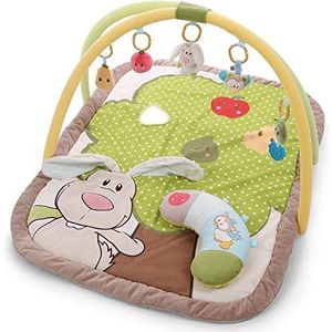 NICI Activiteitendeken met Speelkussen met Konijn en Uil, 80 x 110 cm I Speelboog met 5 Afneembare Figuren in Draagtas I Baby Speelkleed - 48510