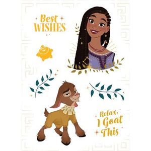 Disney Wish muursticker - Best Wishes - grootte 50 x 70 cm - wandsticker, kinderkamer, roze, stickers