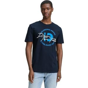 TOM TAILOR DENIM - Shirt - Nachtblauw - Jersey - Ronde Hals