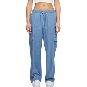 Urban Classics Lichte denim cargobroek voor dames, Skyblue Washed, S