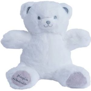PiouPiou et Merveilles - Gaston Mon Ourson Lumineux - wit/grijs - teddybeer met 20 cm, machinewasbaar, nachtlampje voor kinderen, incl. batterijen